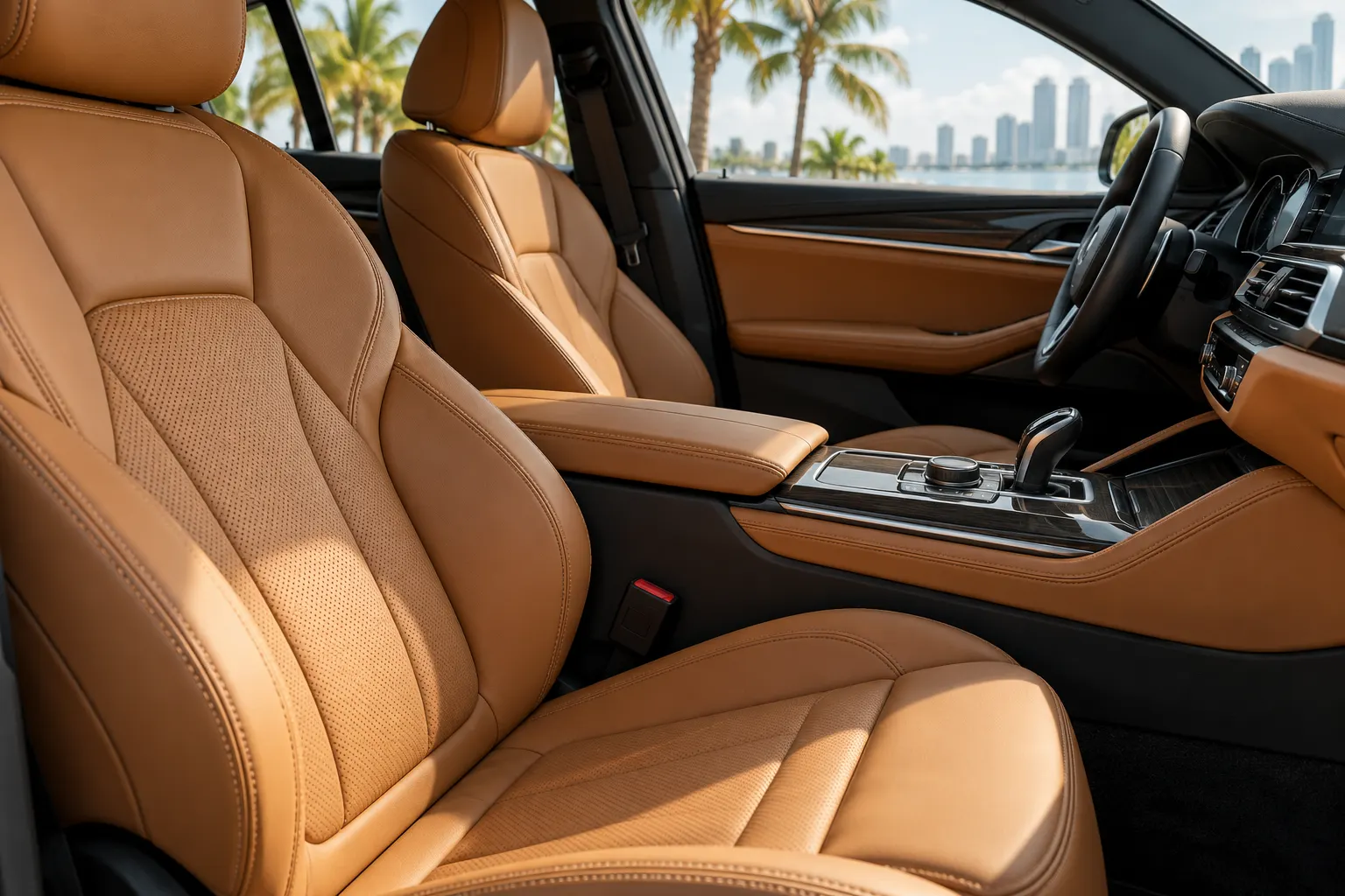 Illustrative image of a clean leather car interior